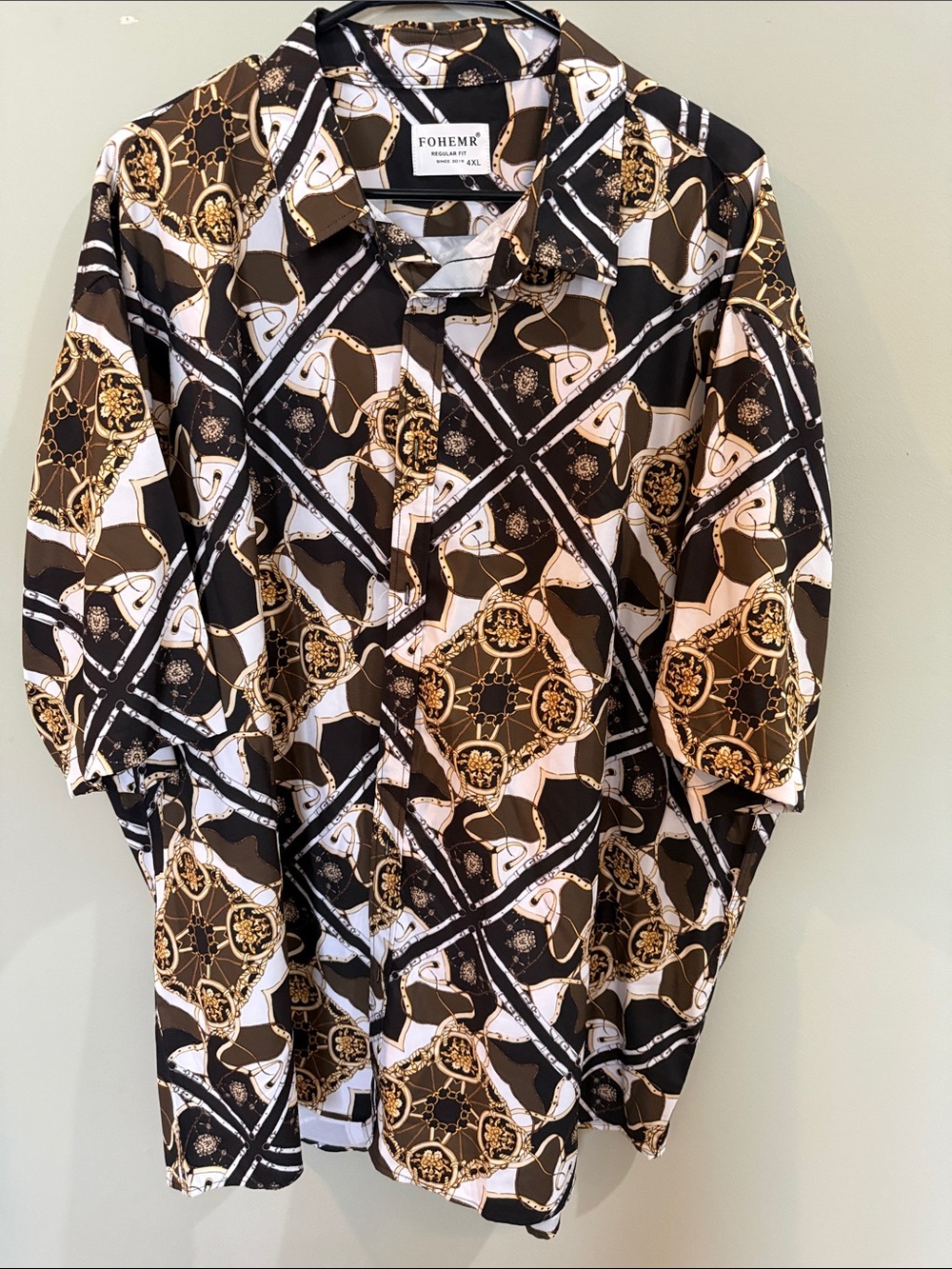 Black & Gold Graphic Casual Button-Down Shirt